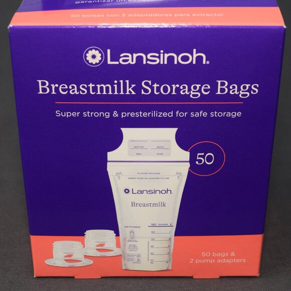 Lansinoh Breastmilk Flat Freezer Storage Bag Safe Strong Baby Shower 6oz 50 Each - Picture 2 of 10